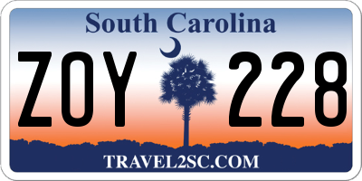 SC license plate ZOY228