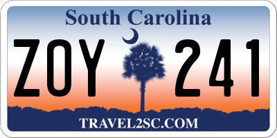 SC license plate ZOY241