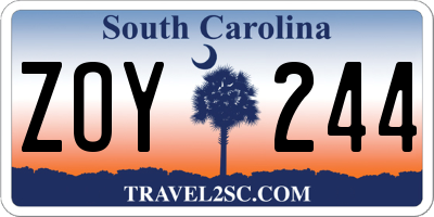 SC license plate ZOY244