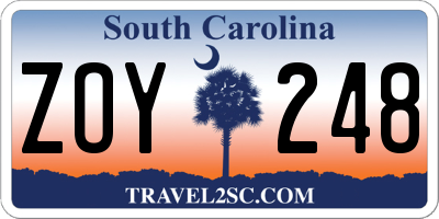 SC license plate ZOY248