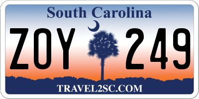SC license plate ZOY249