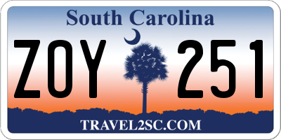SC license plate ZOY251
