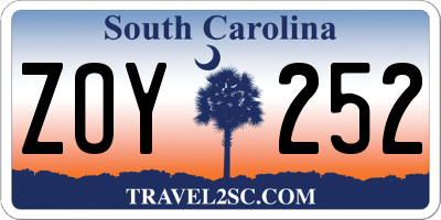 SC license plate ZOY252