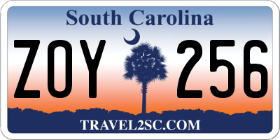 SC license plate ZOY256