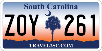 SC license plate ZOY261