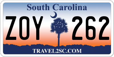 SC license plate ZOY262