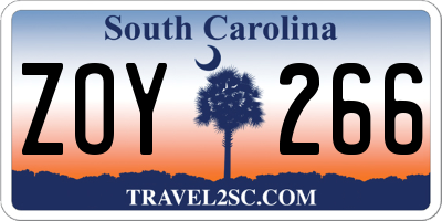 SC license plate ZOY266
