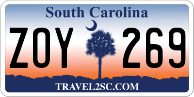 SC license plate ZOY269