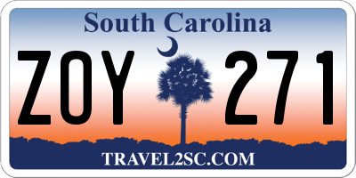 SC license plate ZOY271