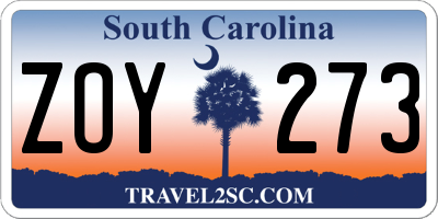 SC license plate ZOY273