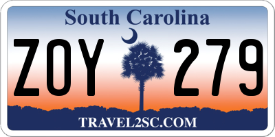 SC license plate ZOY279