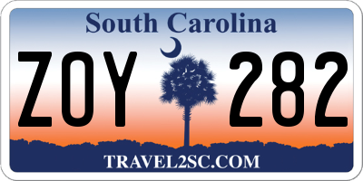 SC license plate ZOY282