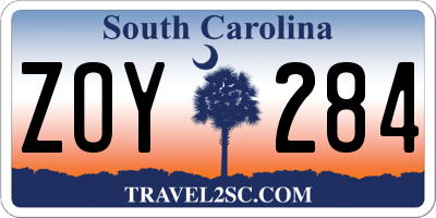SC license plate ZOY284