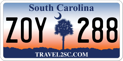SC license plate ZOY288