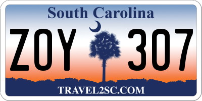 SC license plate ZOY307