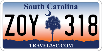 SC license plate ZOY318