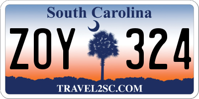SC license plate ZOY324