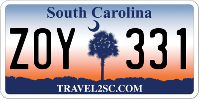 SC license plate ZOY331