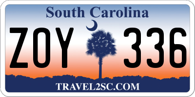 SC license plate ZOY336
