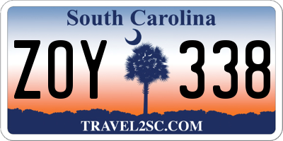 SC license plate ZOY338