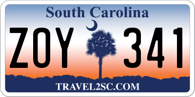 SC license plate ZOY341