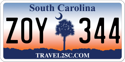 SC license plate ZOY344