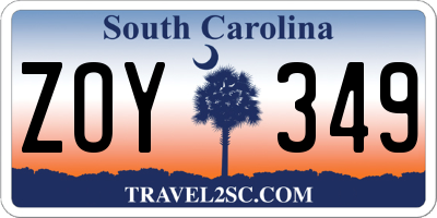 SC license plate ZOY349