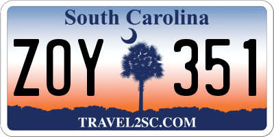 SC license plate ZOY351