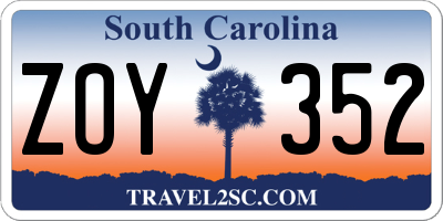 SC license plate ZOY352