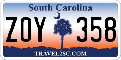 SC license plate ZOY358