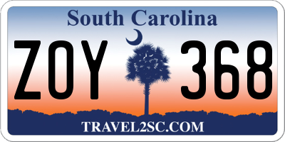 SC license plate ZOY368