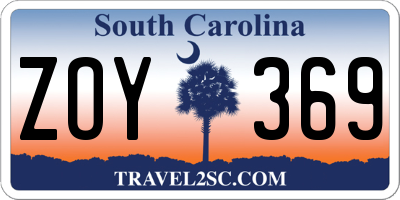 SC license plate ZOY369