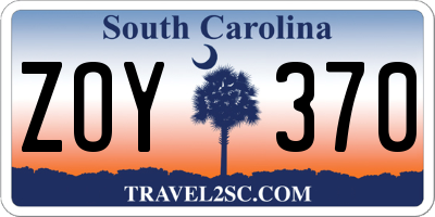 SC license plate ZOY370
