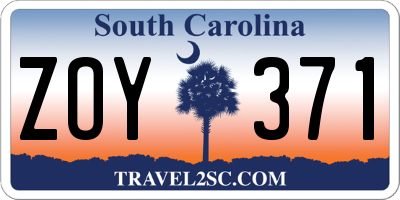 SC license plate ZOY371