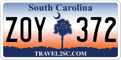 SC license plate ZOY372