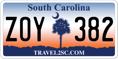 SC license plate ZOY382