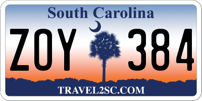 SC license plate ZOY384