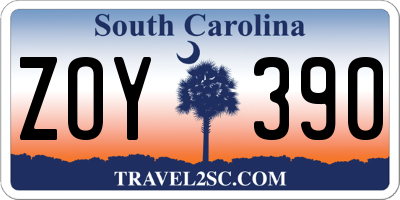 SC license plate ZOY390