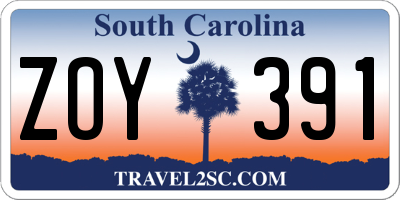 SC license plate ZOY391