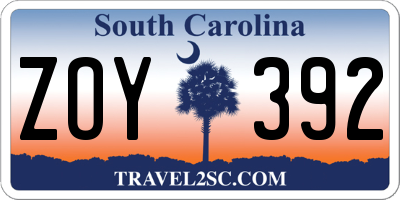 SC license plate ZOY392