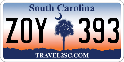 SC license plate ZOY393