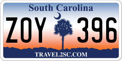 SC license plate ZOY396
