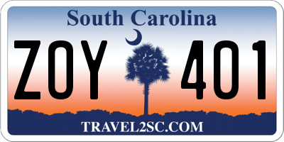 SC license plate ZOY401