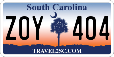 SC license plate ZOY404