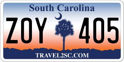 SC license plate ZOY405