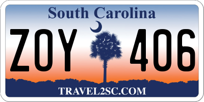 SC license plate ZOY406