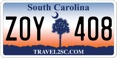 SC license plate ZOY408