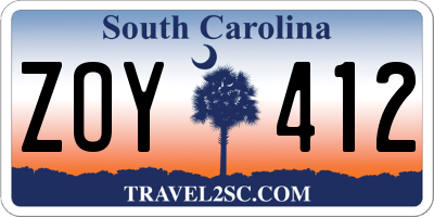 SC license plate ZOY412