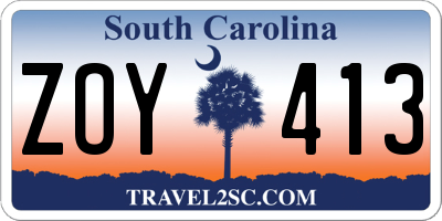 SC license plate ZOY413