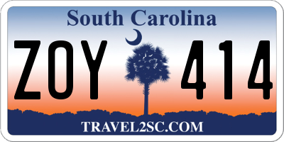 SC license plate ZOY414